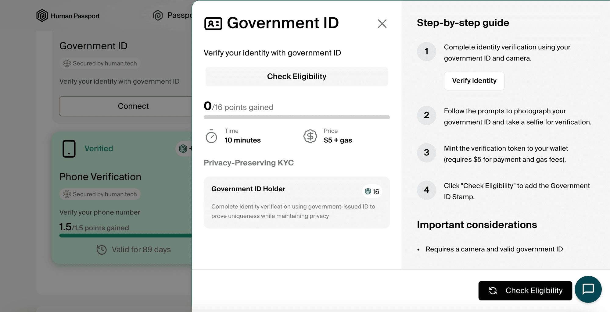 Government ID Stamp panel